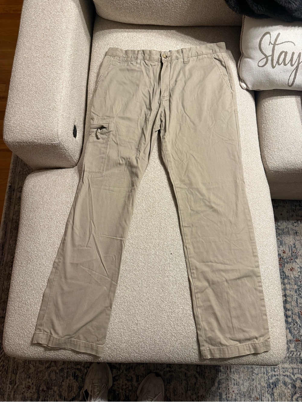 Club Room Men's Khaki Cargo Chinos in Light Beige